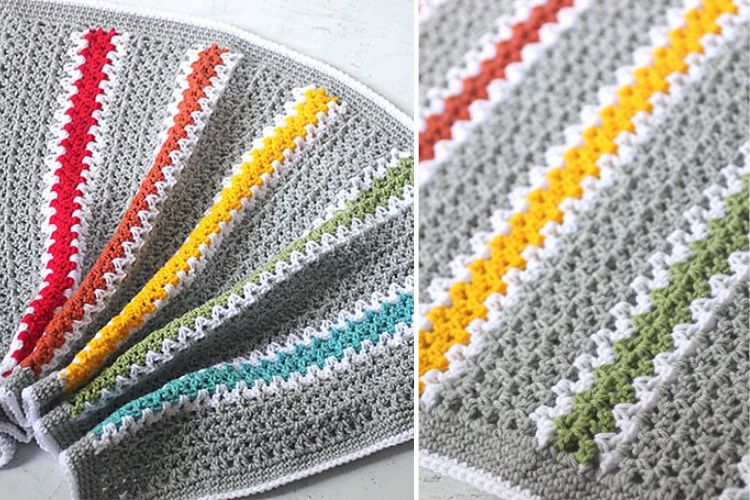 crochet v-stitch rainbow blanket