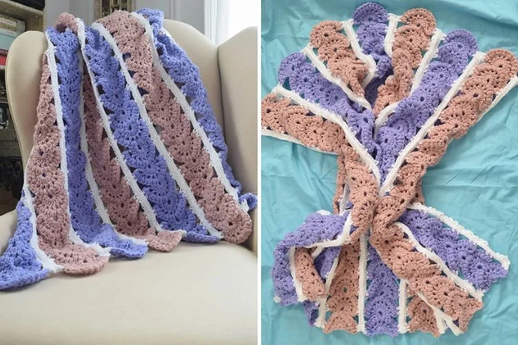 a beautiful striped crochet baby blanket