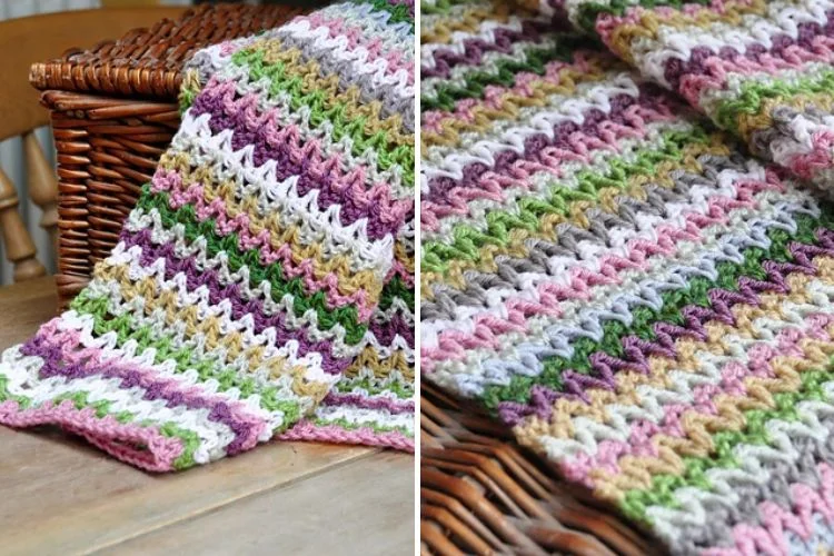 multicolored crochet blanket