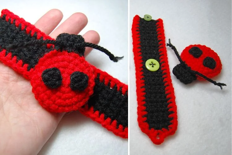 a crochet ladybug bracelet