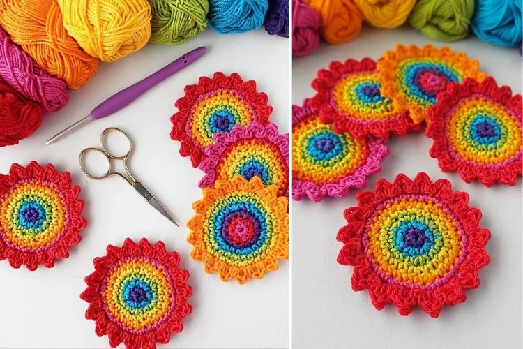 colorful crochet coasters