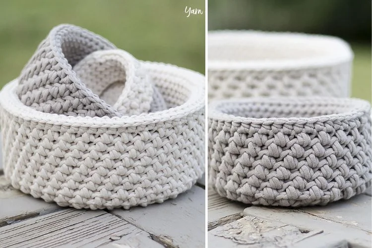 small modern crochet baskets