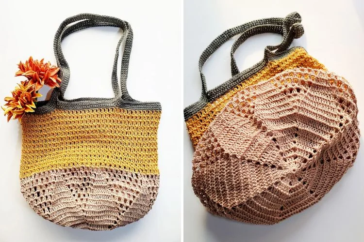 a stylish crochet market bag