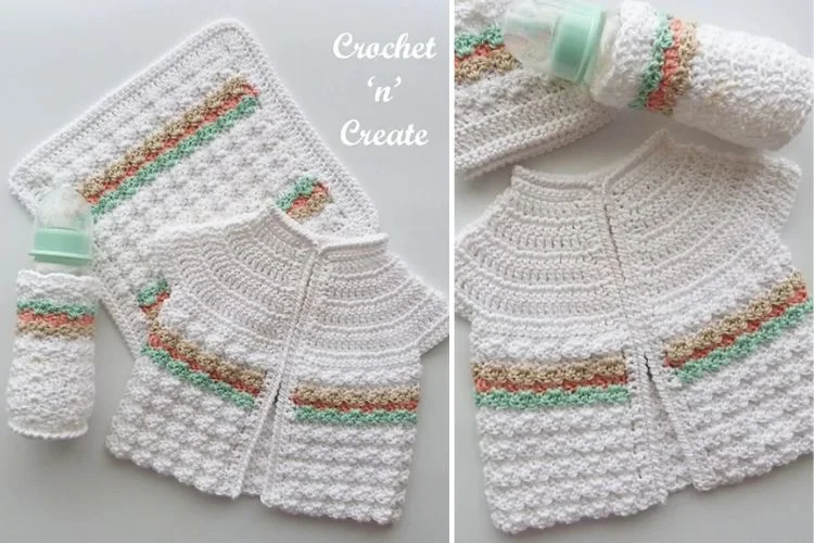 a crochet baby set