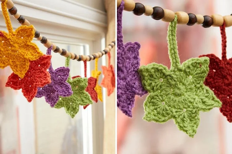 crochet leaf garland