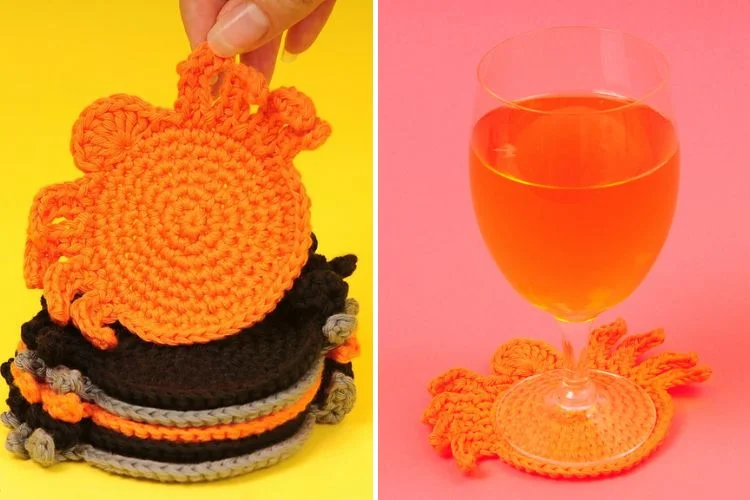 crochet spider coasters