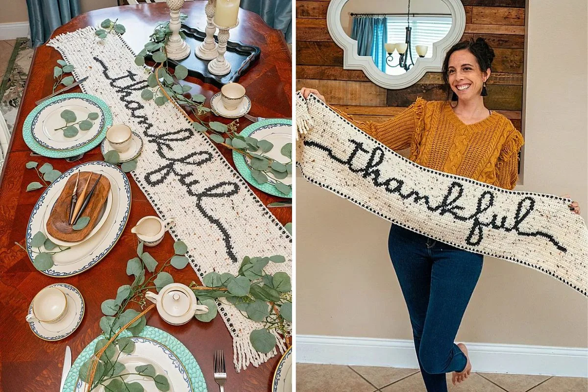 an elegant crochet table runner