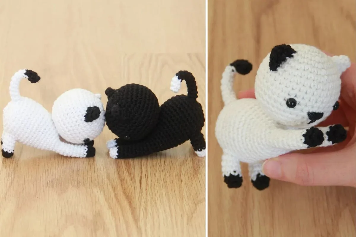 two crochet cat amigurumi