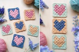 Crochet Heart Granny Square