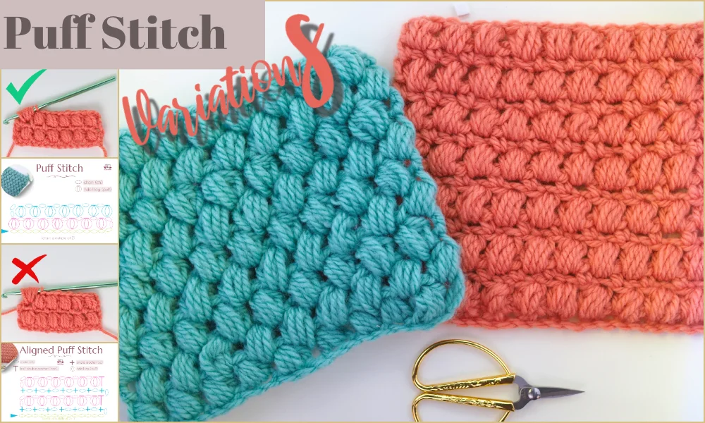 puff stitch variations crochet swatches