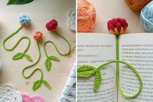 three beautiful crochet flower bookmarks