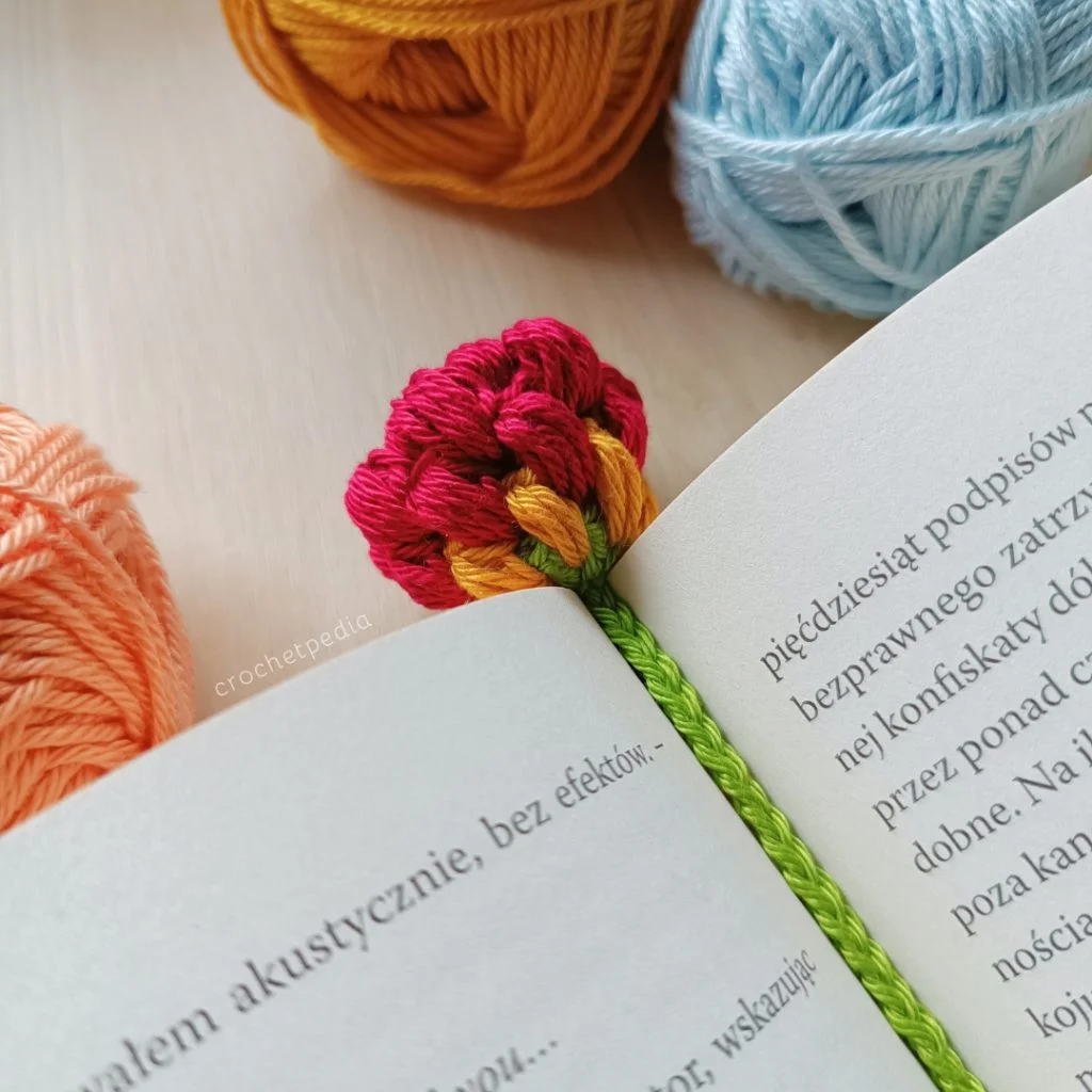 crochet flower bookmark