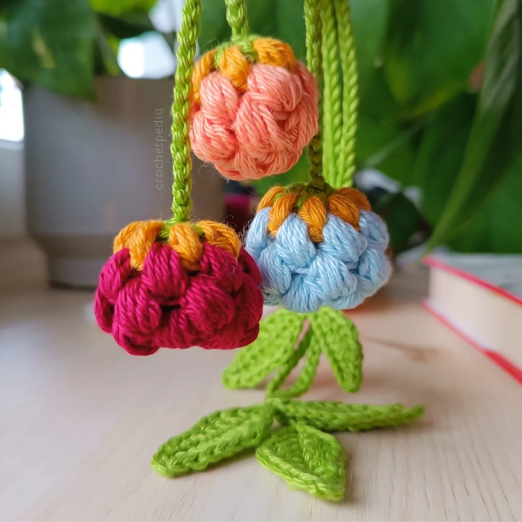 puff flower bookmarks hanging