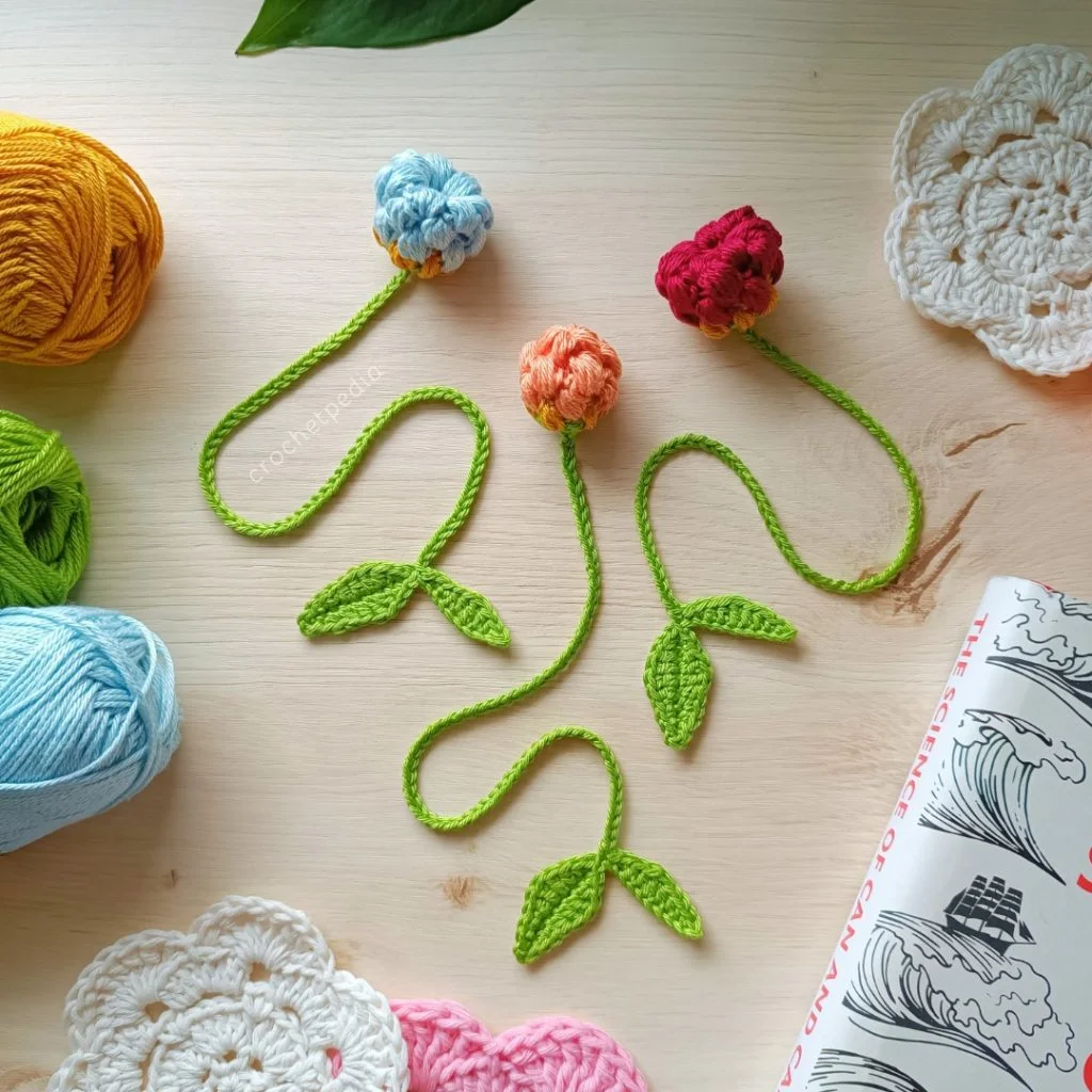 crochet flower bookmarks