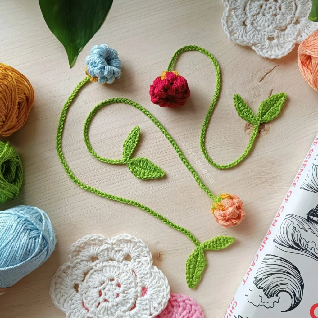 crochet flower bookmarks