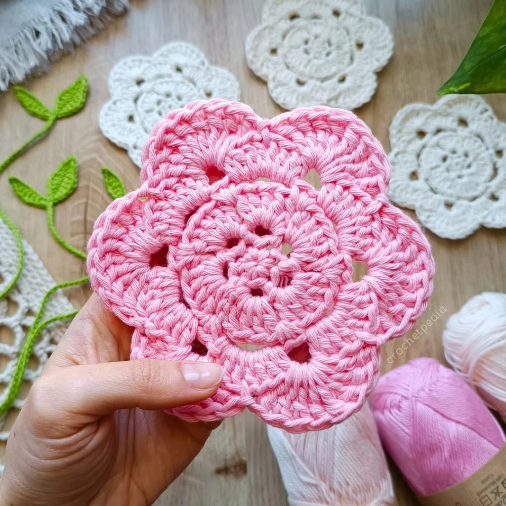 crochet flower coaster