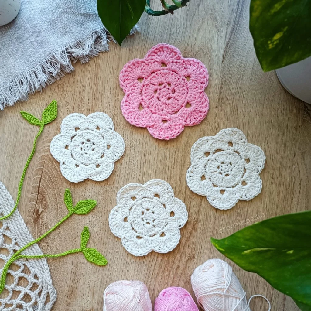 crochet flower coaster