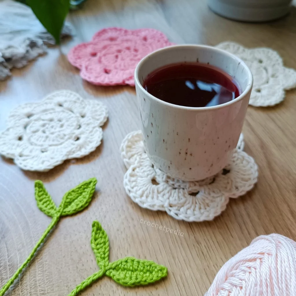 crochet flower coaster