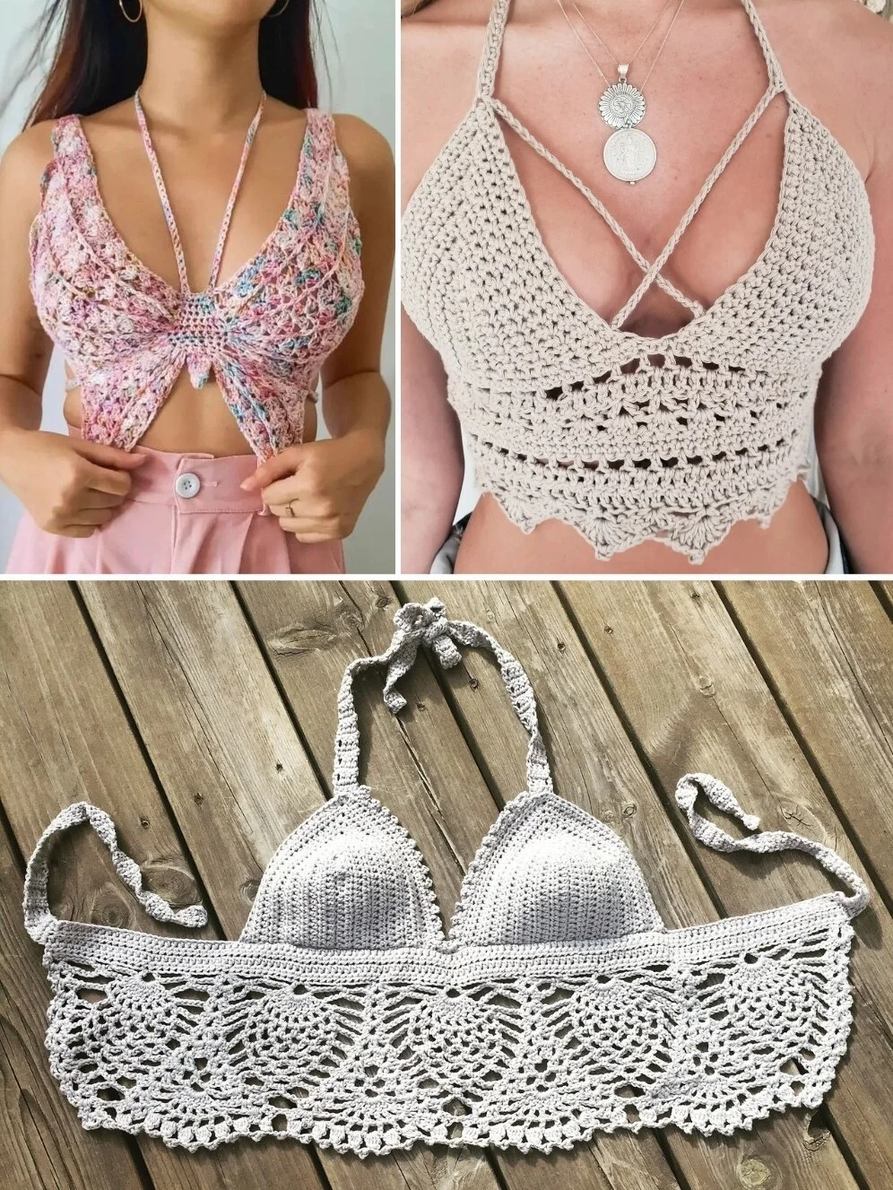 crochet boho tops featuring intricate lace stitch patterns
