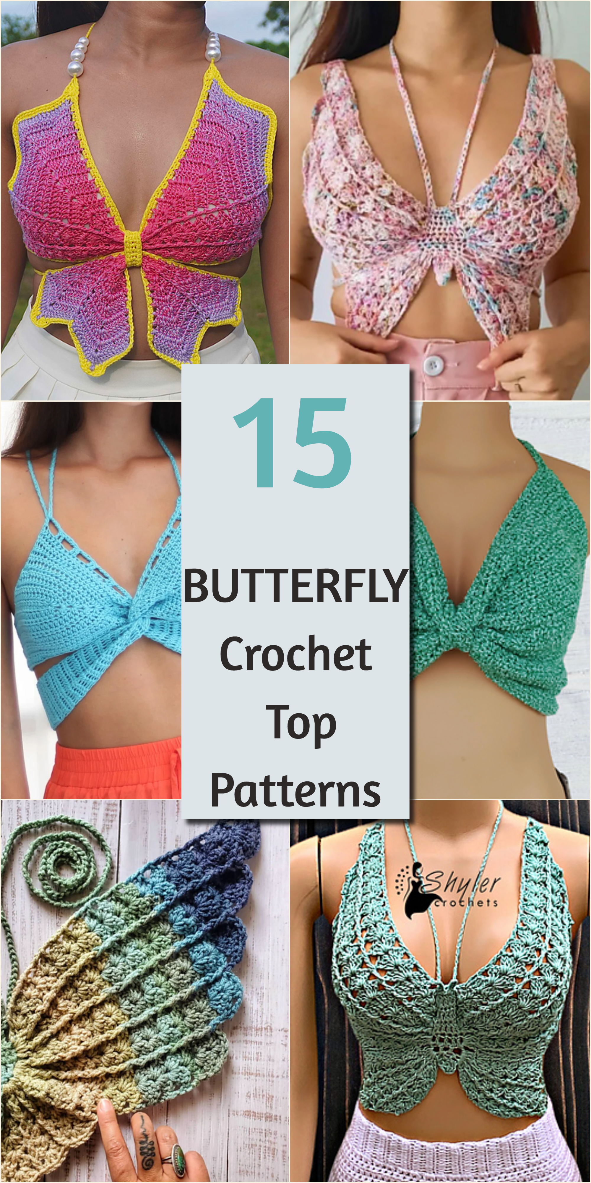 Collage of butterfly crop top photos