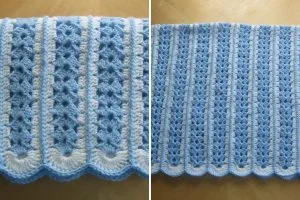 a blue crochet mile-a-minute baby blanket