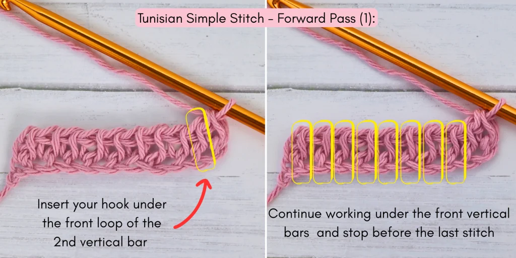Tunisian Simple Stitch photo tutorial 4