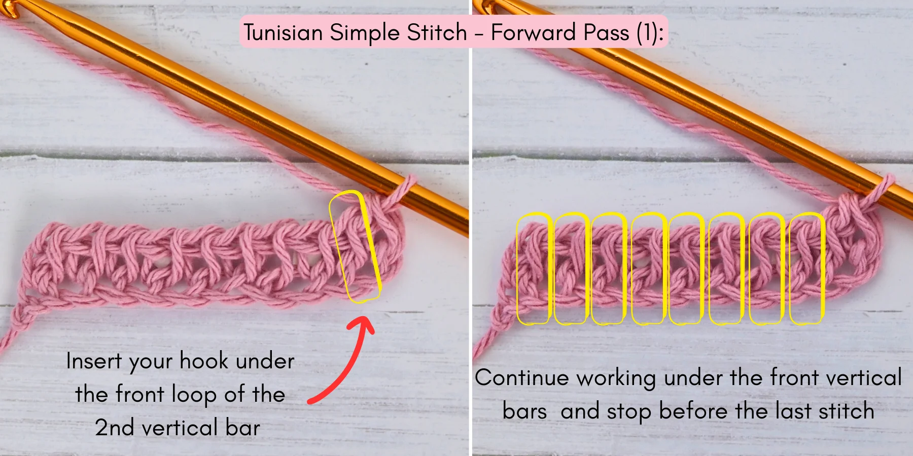 Tunisian Simple Stitch photo tutorial 4