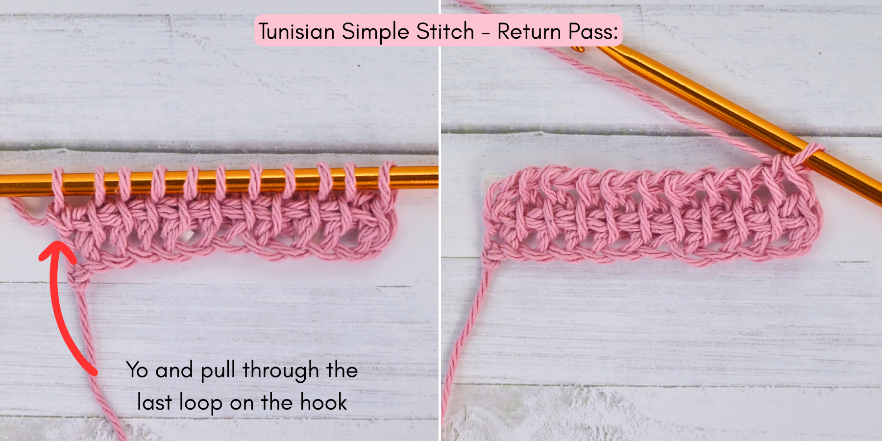 Tunisian Simple Stitch photo tutorial 6