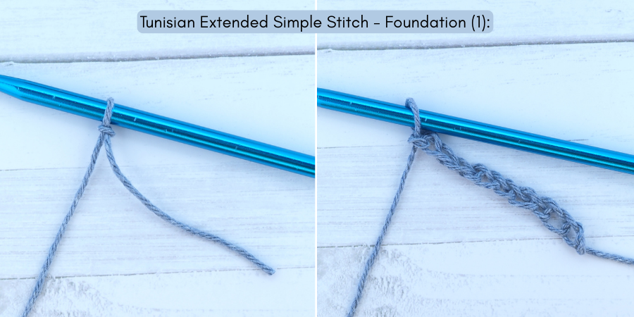 Tunisian Extended Simple Stitch (EXTSS) photo tutorial 1