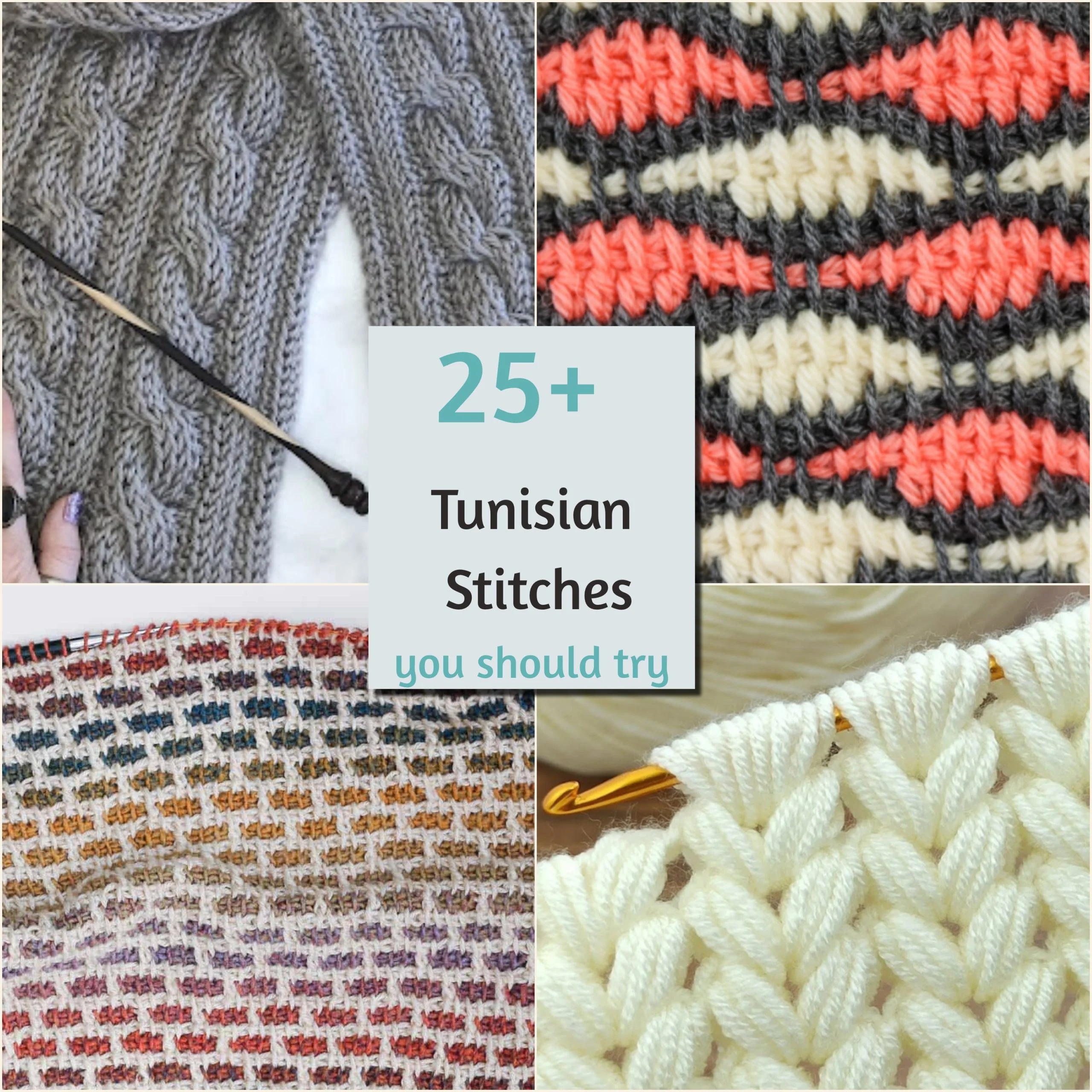 25 Tunisian crochet stitches to try