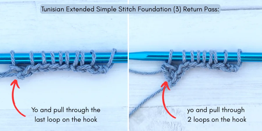 Tunisian Extended Simple Stitch (EXTSS) photo tutorial 3