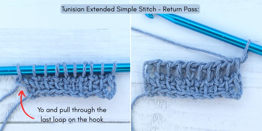 Tunisian Extended Simple Stitch (EXTSS) photo tutorial 6