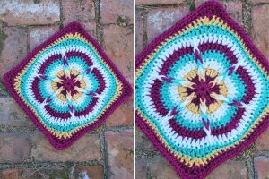 a vibrant crochet square with flower motif