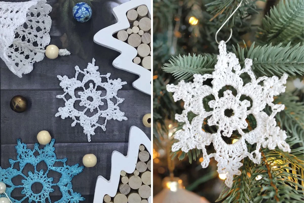 lacy crocheted snowflakes