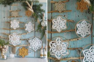 crochet snowflake hanging ornaments
